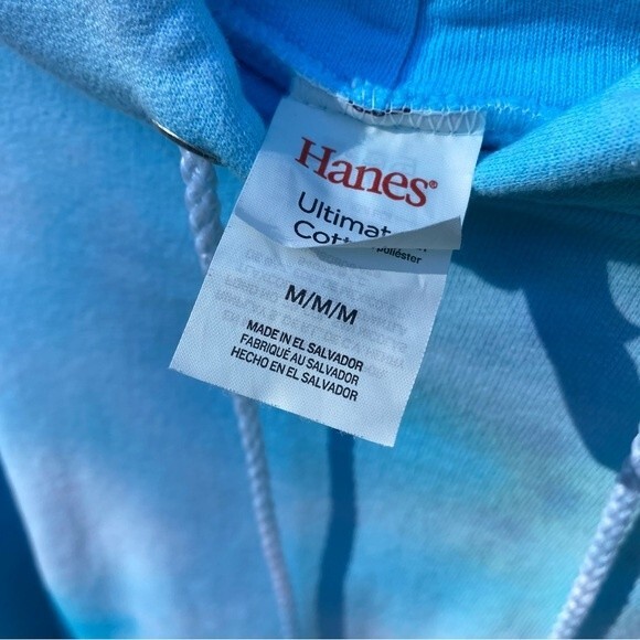NEW Light Baby Blue Tie Dye Unisex Hoodie Medium - Picture 5 of 6